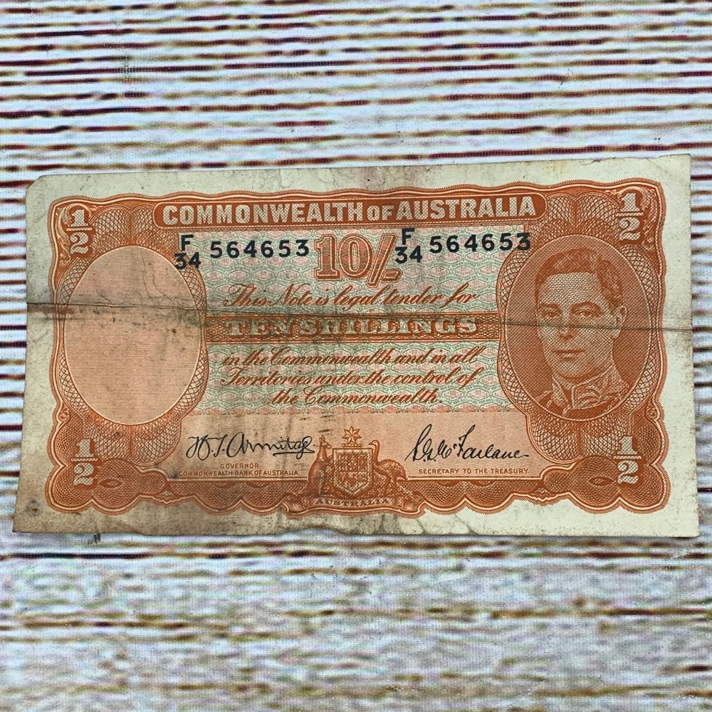 Vintage‎ 1954 Commonwealth of Australia 10 Shillings Note Currency